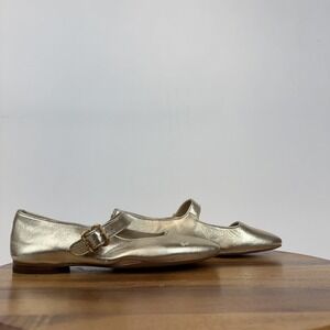 Womens Sam Edelman Michaela Gold Leather Mary Jane Ballet Flats Shoes Size 7.5 M